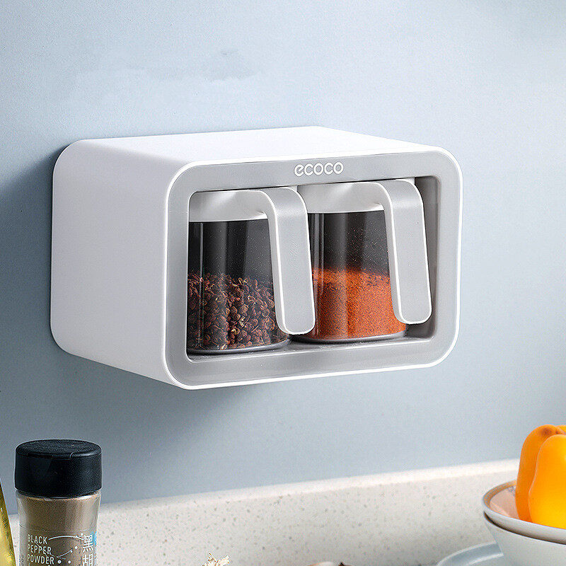 Kitchen Spice Rack Jar Free Perforated Box Wall-Mounted