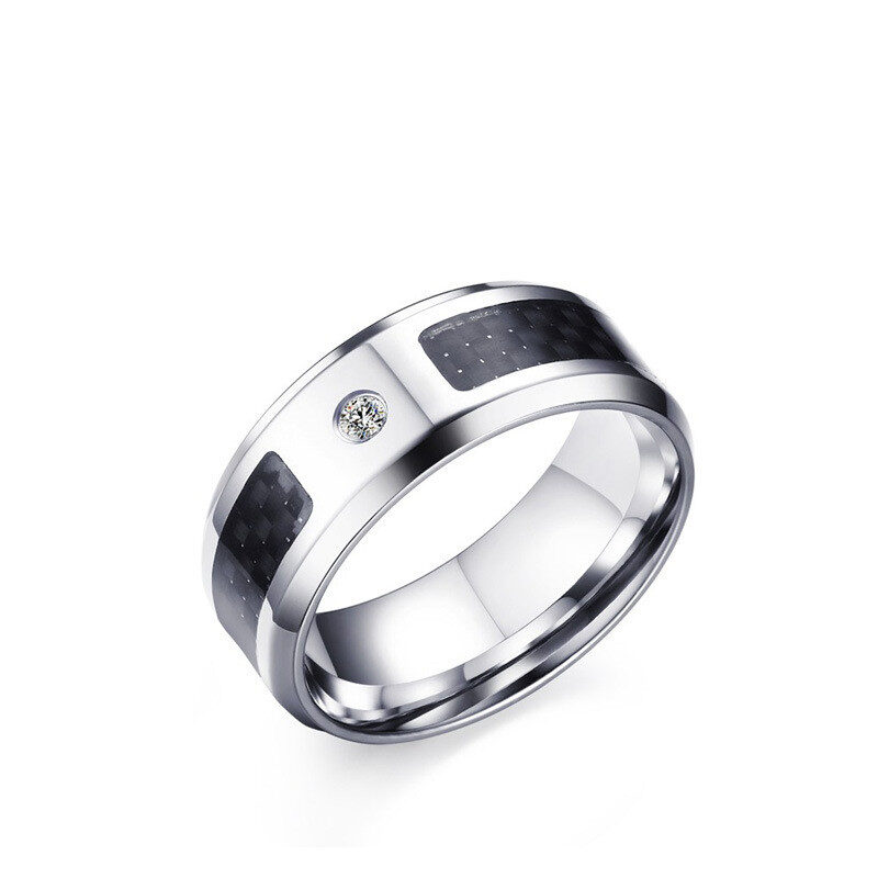 Men's Ring Stainless Steel And Carbon Fiber 8mm