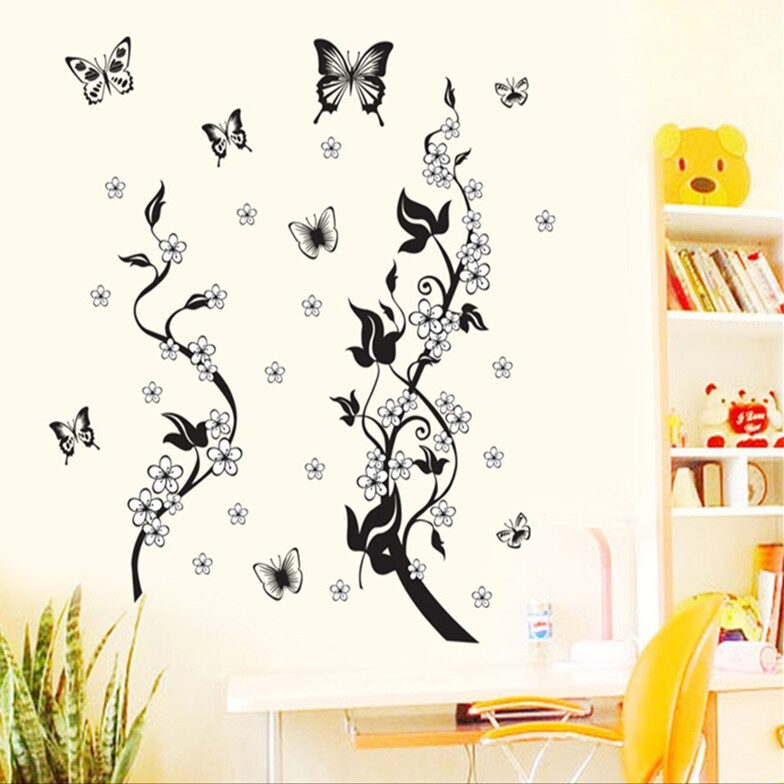 Fashion PVC Wall Sticker Butterfly Flower Third Generation