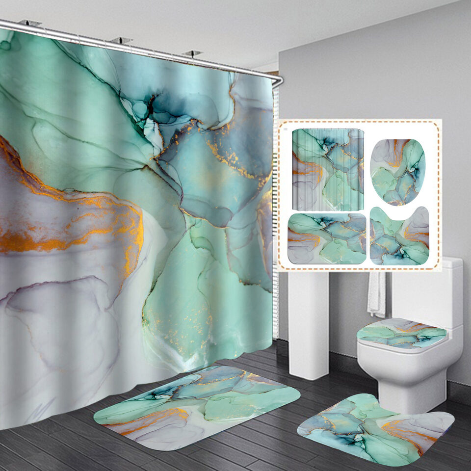Beautiful Modern Shower Curtains 3D Bathroom Curtain Set