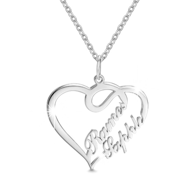 Double Heart Necklace Personalized Necklaces Pendant Gifts Stainless