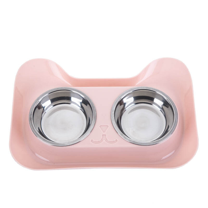 Pet Stainless Steel Drinking Water And Feeding Cat