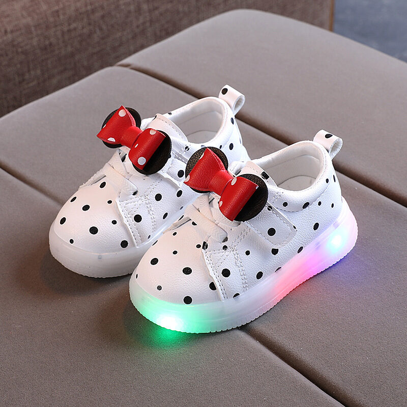 Light-up Shoes Girls Bowknot LED Breathable Baby