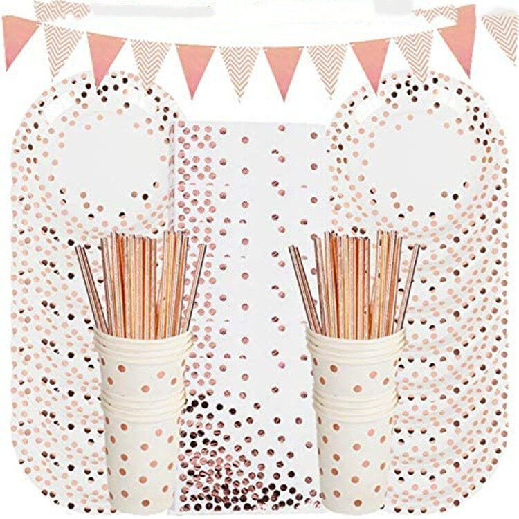 Hot Stamping Polka Dot Disposable Tableware Birthday Party