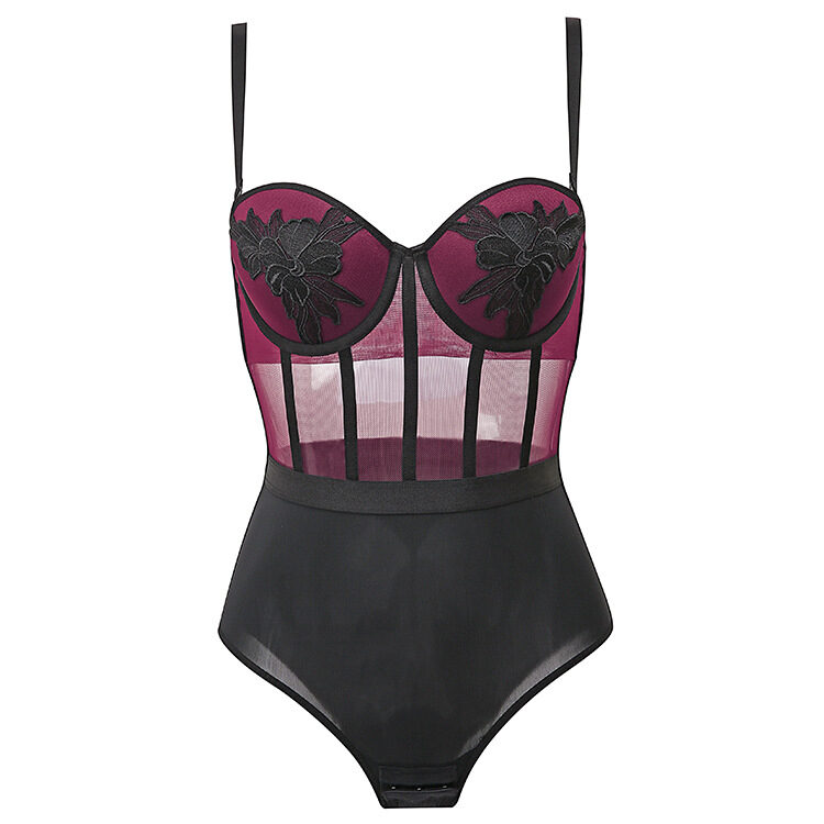 Sexy Heavy Industry Embroidered One-piece Underwear