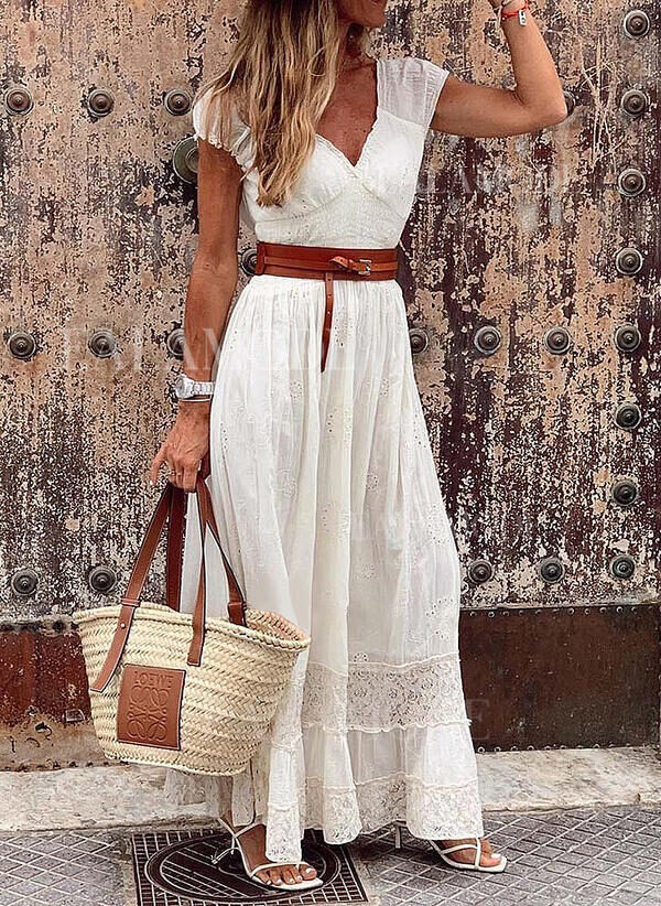 Women's Long Lace Stitching Elegant Dress Skirt