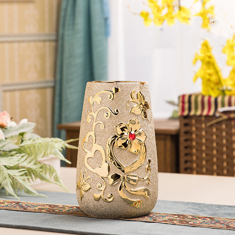 Ceramic Vase Electroplating Gold European Style Home Living