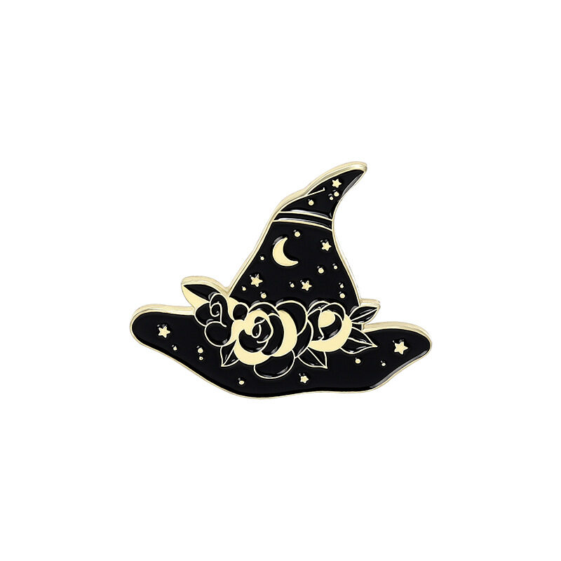 Punk Black Magic Cat Brooch Halloween Wizard Hat