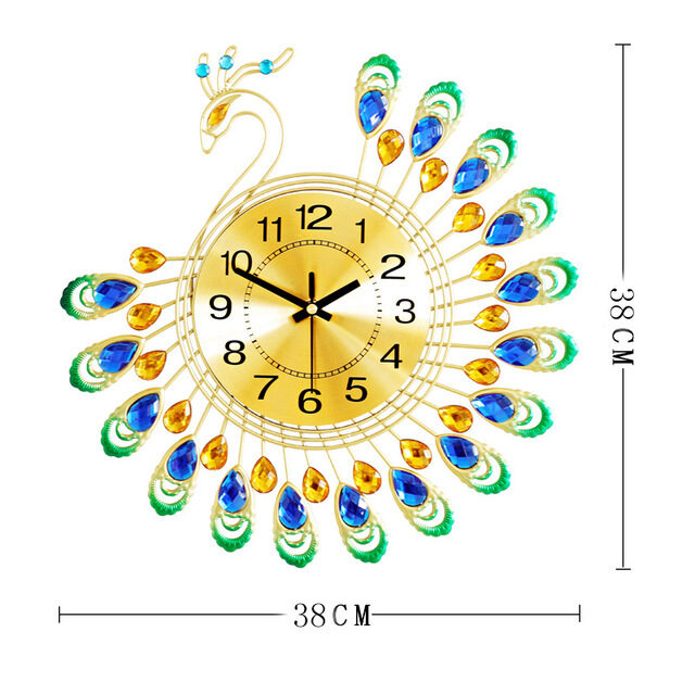 Peacock Wall Clock Living Room Watch Decoration Quartz
