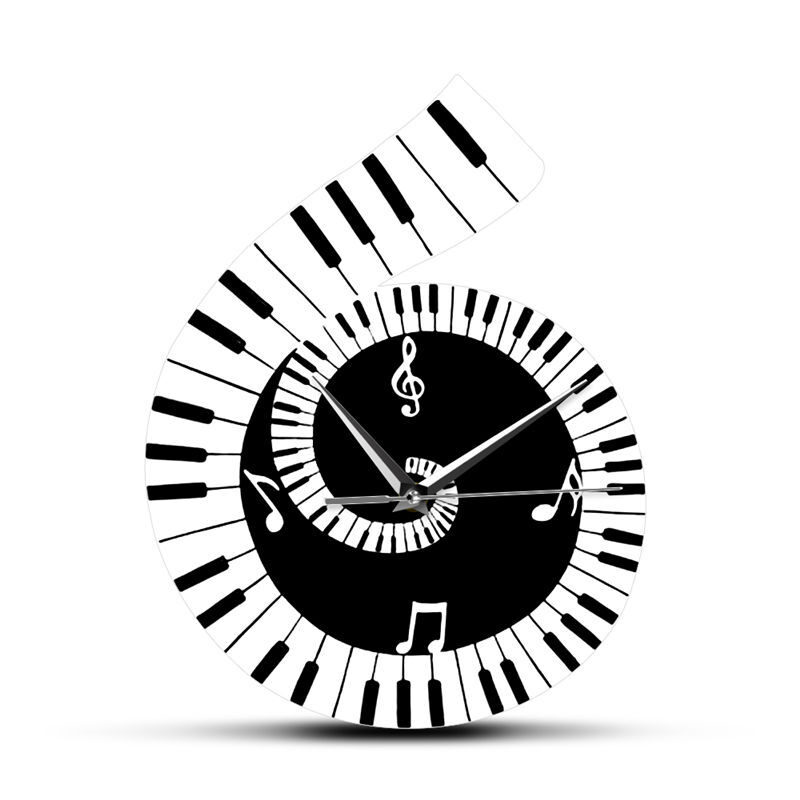 Decoration Wall Clock Treble Clef Piano Keyboard Musical