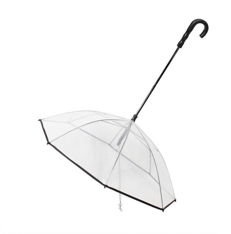 Dog's Transparent Umbrella With Traction Chain Removable Pet
