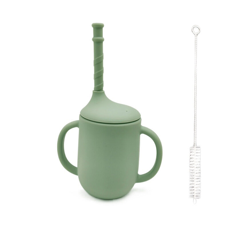 Silicone Baby Drinking Cup With Straw Leak-proof