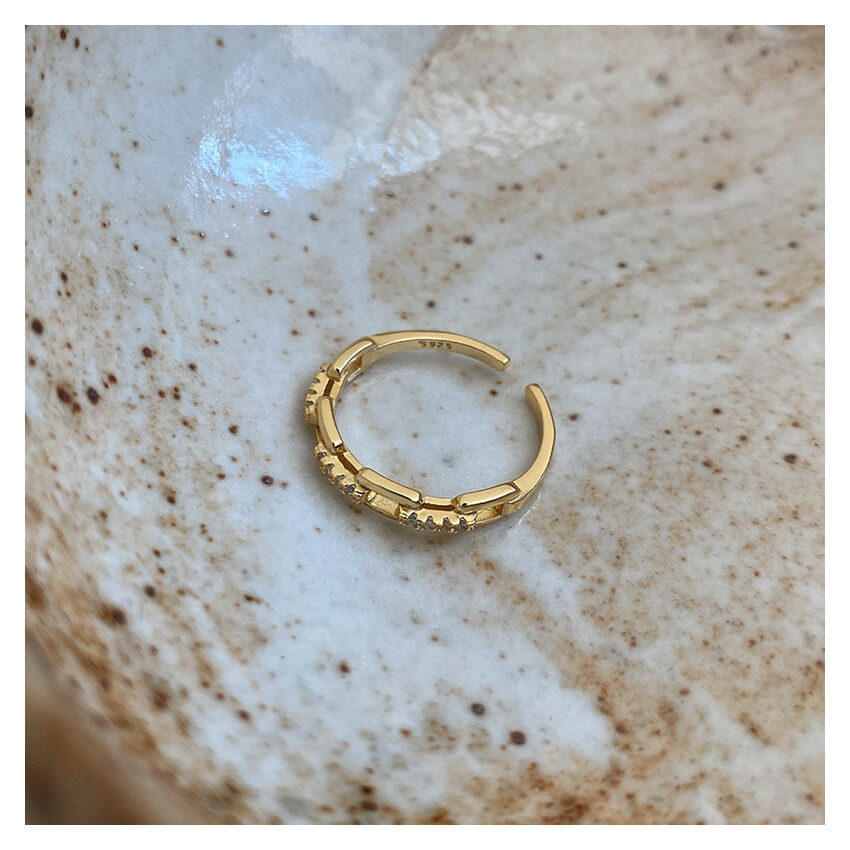 S925 Sterling Silver Hollow Flower Ring Fashionable Simple