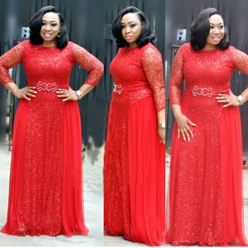 African Women's Dresses Fat Woman Lace Navy Blue