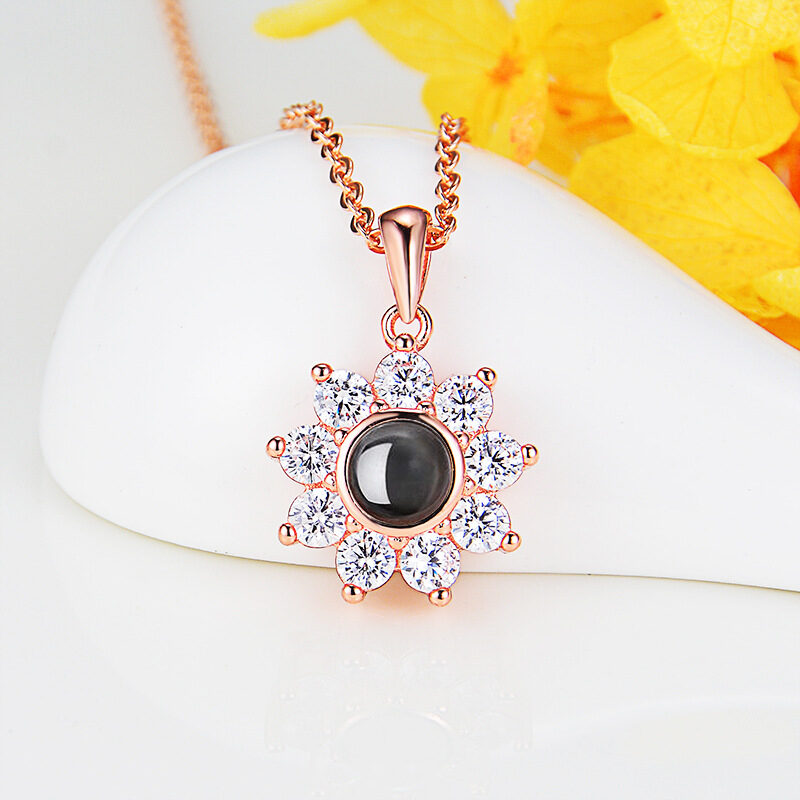 Photo Name Projection Necklace Rose Gold Silver Color