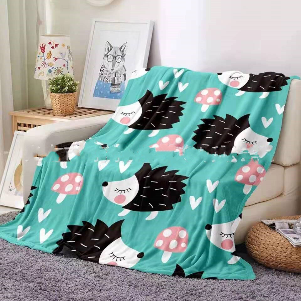 Flannel Blanket Hedgehog Coral Fleece