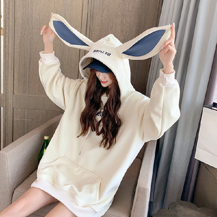 Sweet Cute Preppy Style Rabbit Ears Plus Velvet