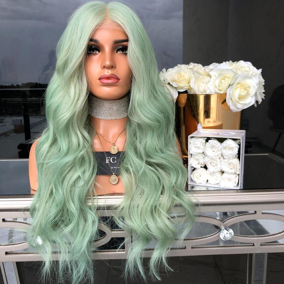 New European And American Wigs For Women Green