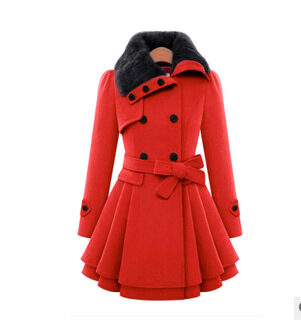 Women's Slim Mid-length Woolen Coat With Belt Thickened