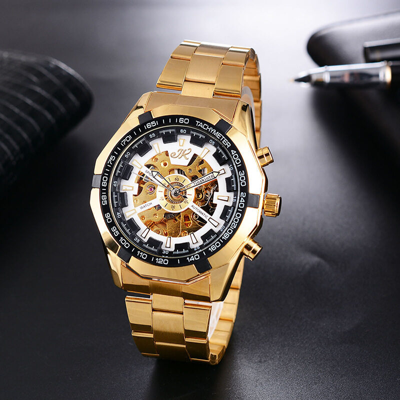 Mens Watch Mechanical Steel Band Fashion High-end Hollow