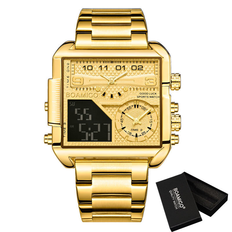 Boamigo New Luxury Fashion Men Watches Gold Stainless