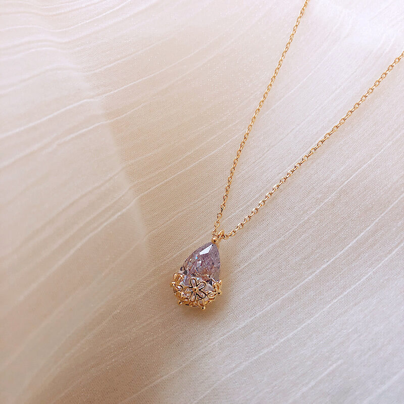 Crystal Water Drop Pendant Necklace Women's Fine Jewelry