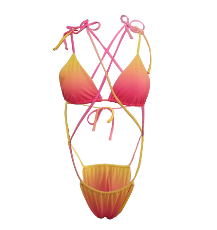Bikini Tie Rope Gradient Color Swimsuit Female Split