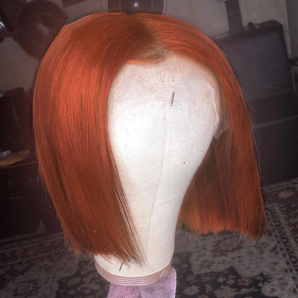 Gradient Color Short Bob Wig Orange Lace Front