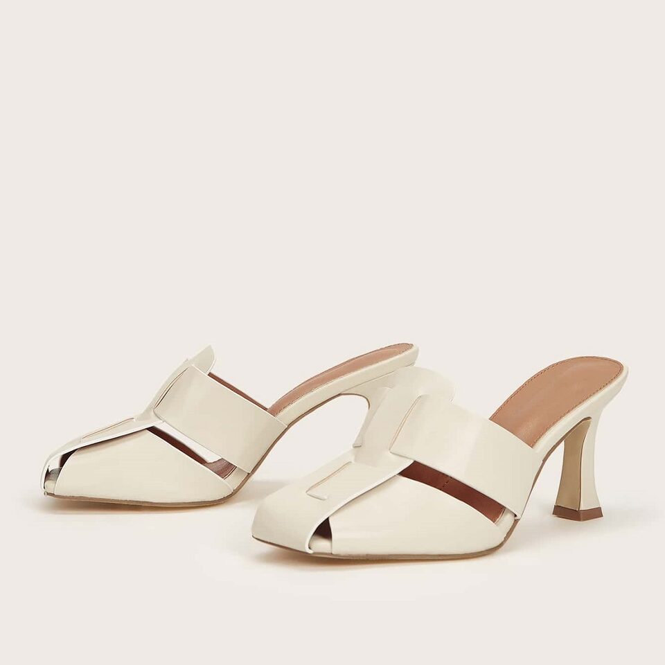 Fashion Woven Shoe Upper Mid Heel Sandals