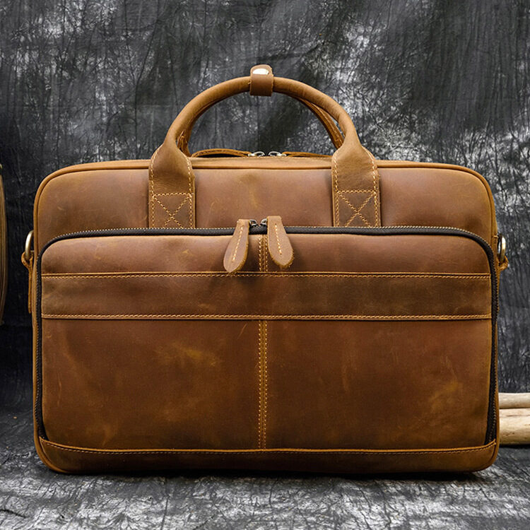 Vintage Men's Briefcase Genuine Leather Business Commuter Bag