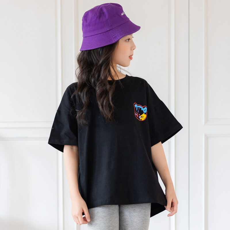 Cartoon Irregular Top Short-sleeved Half-sleeve Big Kids' Trendy