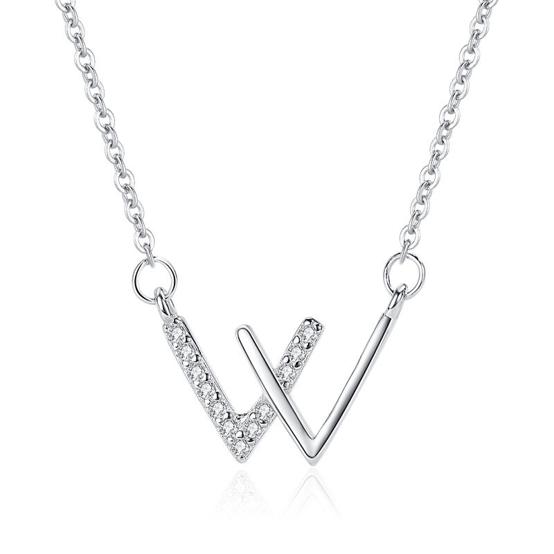 Letter W Necklace For Women Girls Stainless Steel
