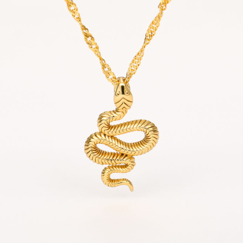 Stainless Steel Snake Necklaces For Women Men Gold