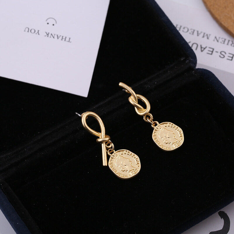 New Vintage Matte Irregular Earring Creative Head Earrings