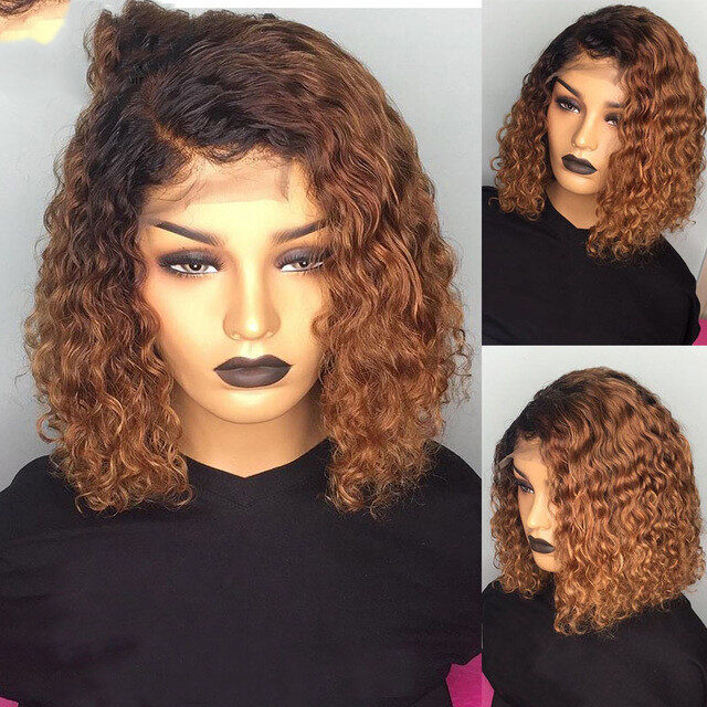 Burgundy Gradient Color Wig Lace Front Short Bob