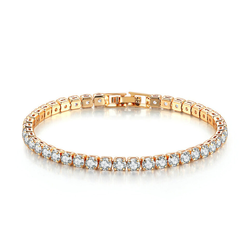 Zircon Bracelet Single Row 4mm Round Full Diamond