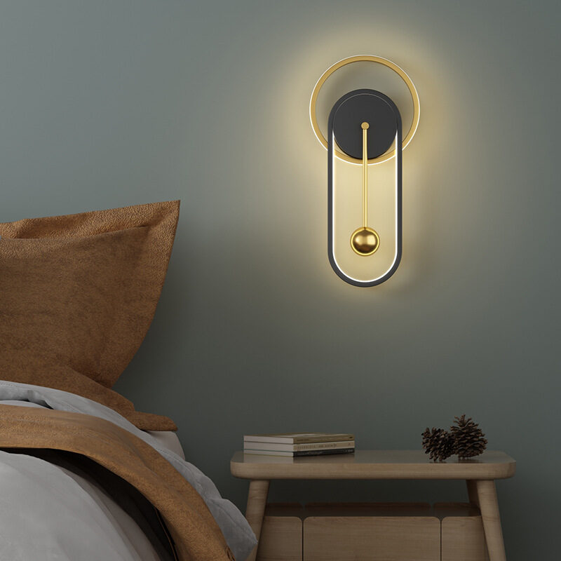 Nordic Minimalist Mute Clock Wall Lamp Living Room