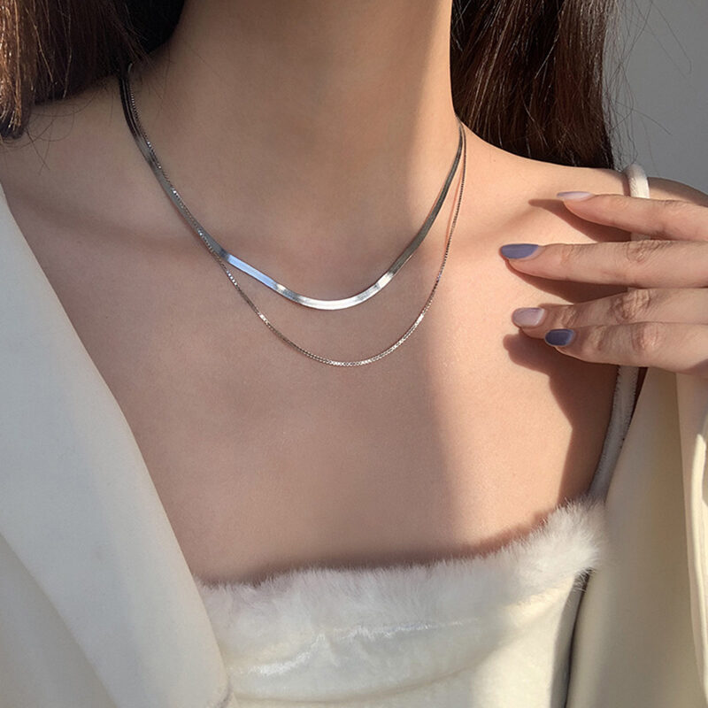 Double Layer Snake Bone Sterling Silver Hip-hop Personality