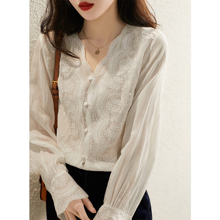 Fashion New V-neck Retro Cotton And Linen Inner