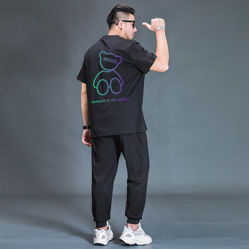 Oversized T-shirt And Trousers Two-piece Fat Casual Sports
