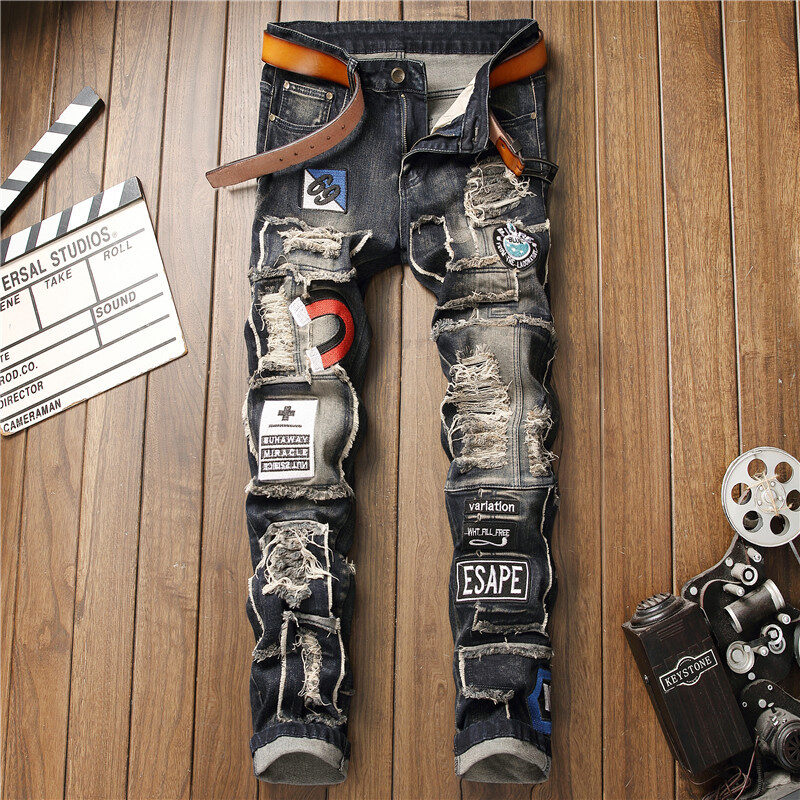 Ripped Jeans Men's Badge Patch