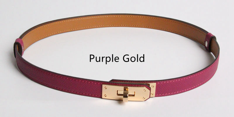 Women Real Leather 1.8cm Width Belts Golden
