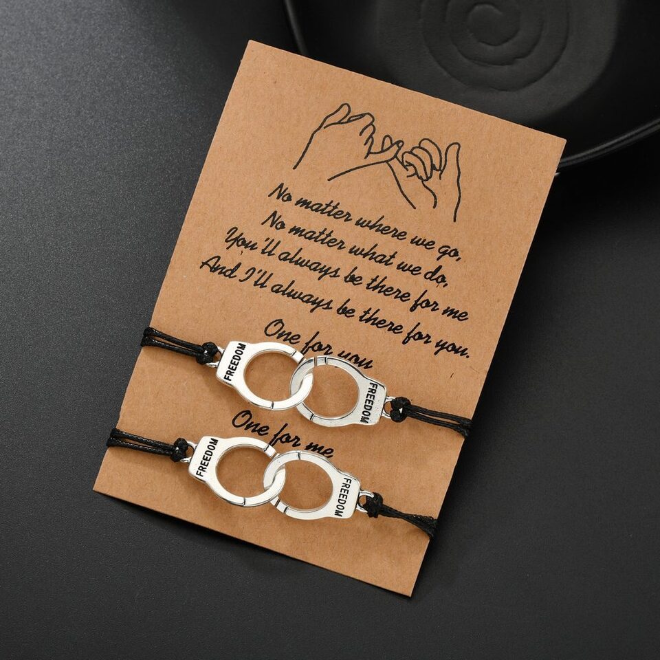 Couple Handcuffs Bracelets Friendship Card