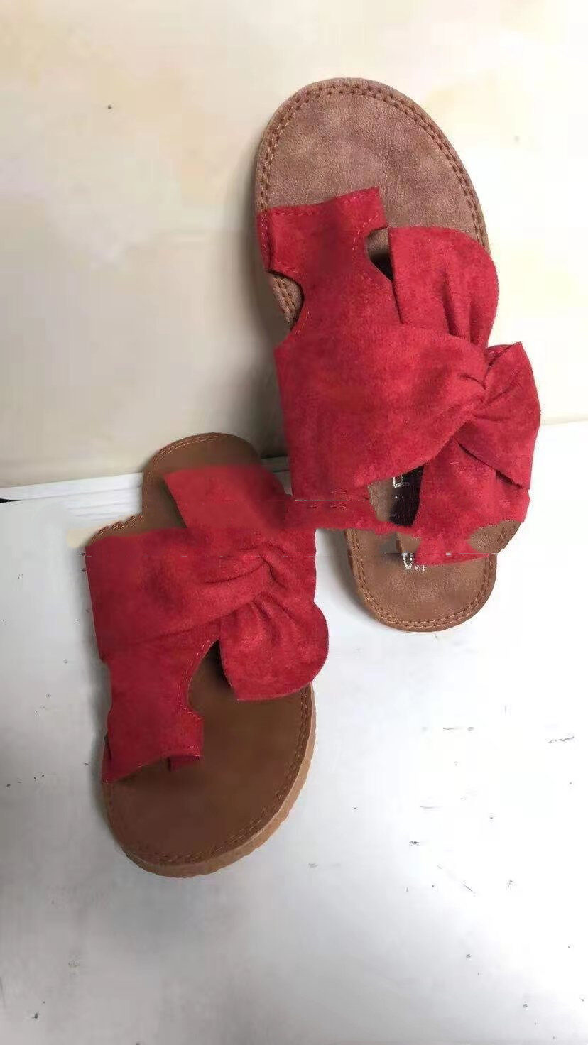 Women's Suede Bow Sandals Plus Size Beach