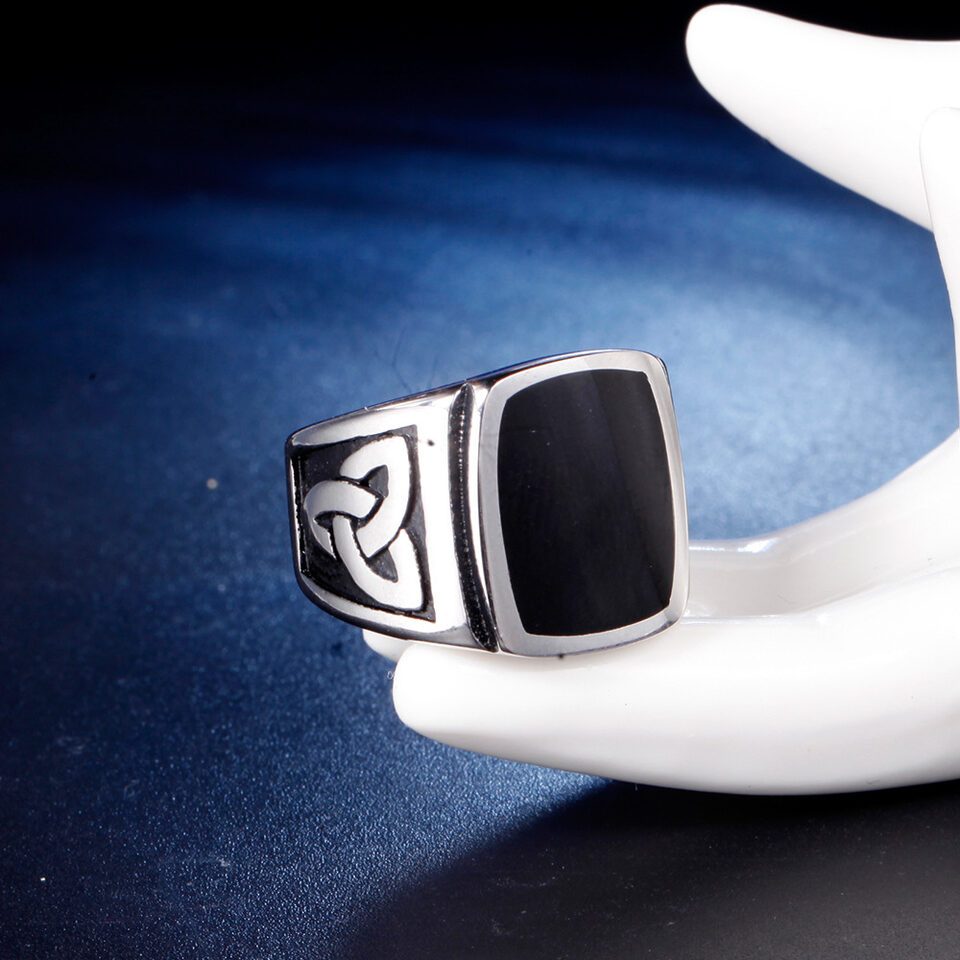 Vintage Men's Ring Jewelry Black Dripping Men