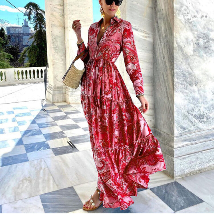 Elegant Long Sleeve Dress Women's Skirt