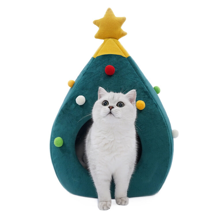 Pet Christmas Tree Cat Bed Mat Kennel Felt