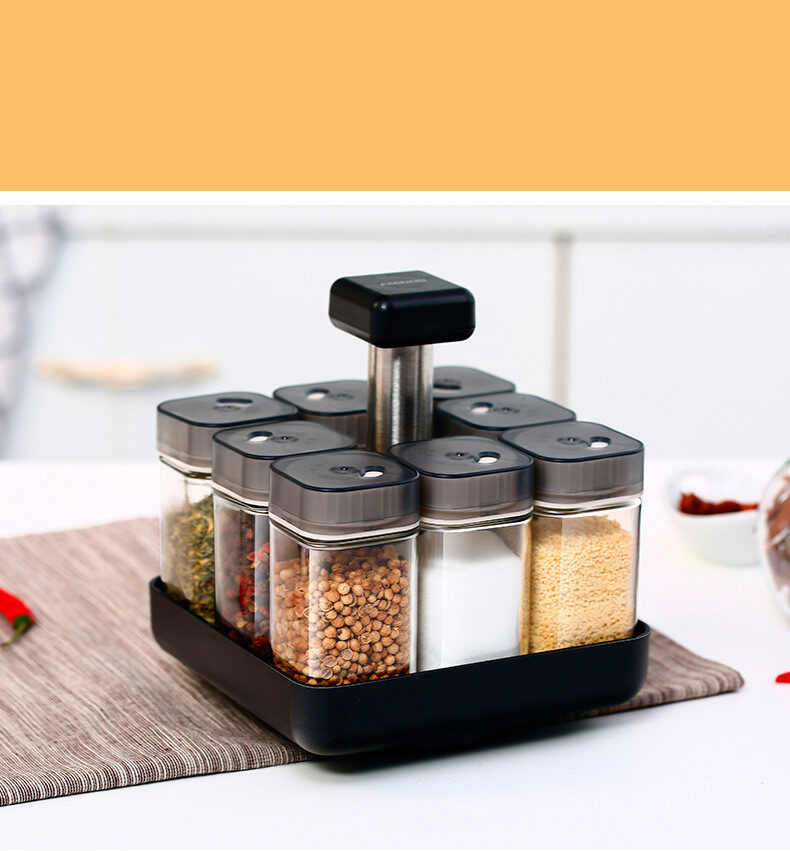Spice Jar Glass Organizer Pepper Seasoning Container Kitchen