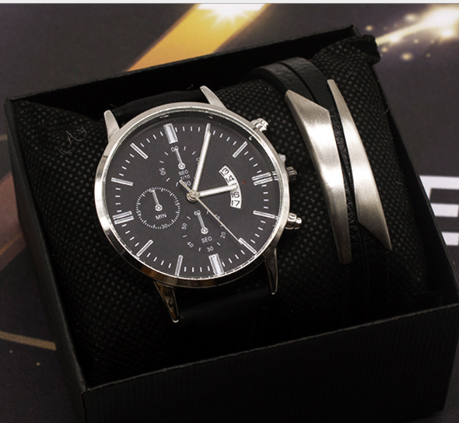Men's Watch Set Quartz Fashion Calendar New Business