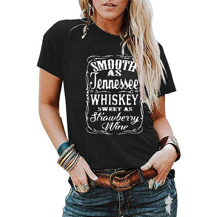 Ladies Blouse Letter Printing Round Neck Short-sleeved T-Shirt